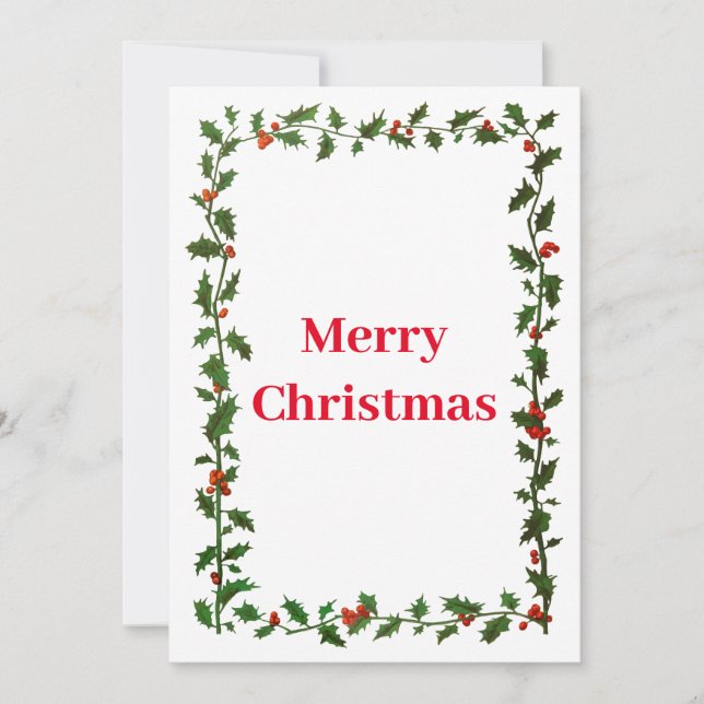 Holly Border Christmas Holiday Card (Front)
