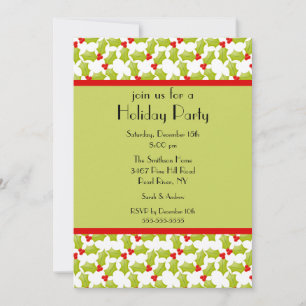 Holly Border Holiday Christmas Party Invitation