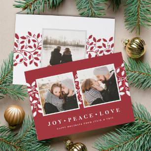 Holly Border   Holiday Photo Card