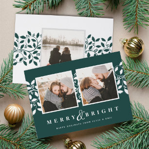 Holly Border   Holiday Photo Card
