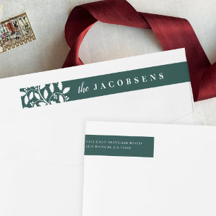Holly Border   Holiday Return Address Wrap Around Label