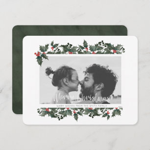 Holly Border Photo Christmas Card
