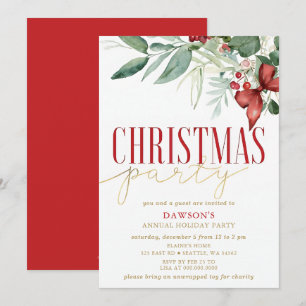 Holly Botanical Corporate Christmas Party Invitation