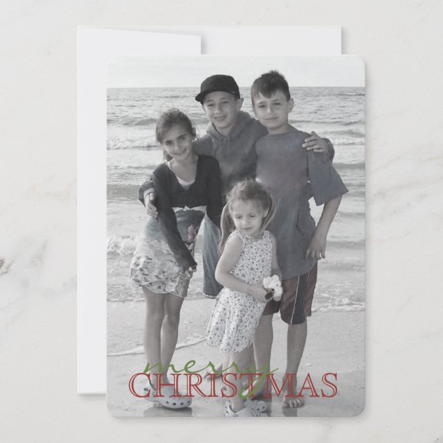 Holly Branch Christmas Photo Card 1 Photo Cute (Front)