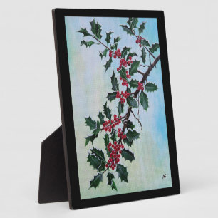 Holly Branch in Winter's Snow by Alfred Fox Plaque