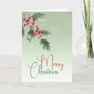 Holly Branch Merry Christmas Card