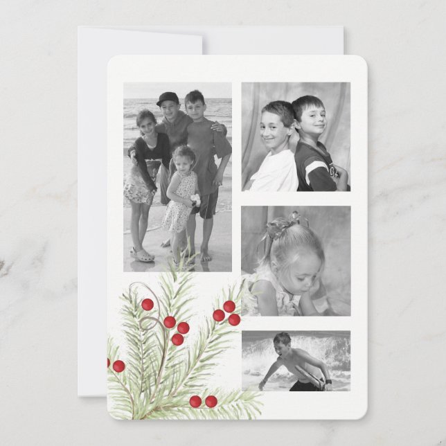 Holly Branch shades Holiday Photo Card (Front)