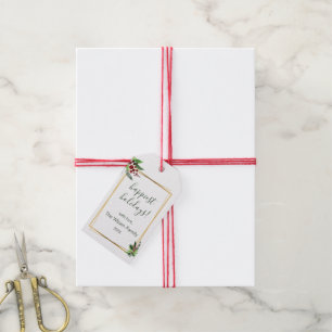Holly Branches Holiday Gift Tag
