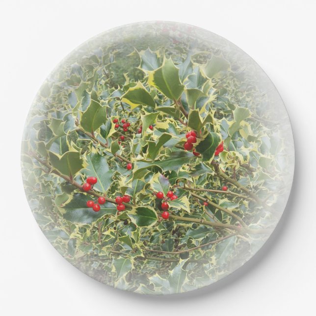 Holly branches paper plate (Front)