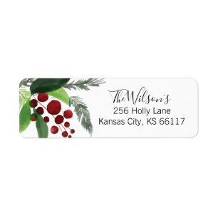 Holly Branches Return Address Label