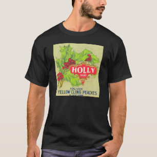 Holly Brand Peaches Vintage Fruit Crate Label T-Shirt