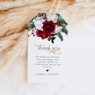 HOLLY Burgundy Christmas Floral Favour Gift Tag