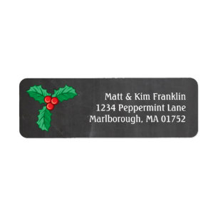 Holly Chalkboard Address Label