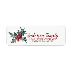Holly Christmas Address Label