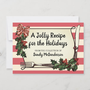 Holly Christmas baking cooking recipe card
