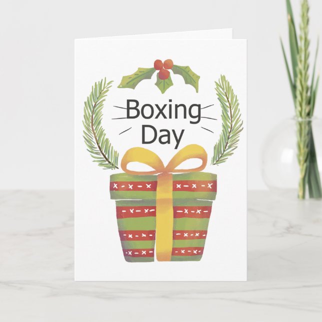holly christmas boxing day holiday card (Front)