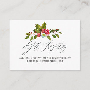 Holly Christmas Bridal Shower Gift Registry Enclosure Card