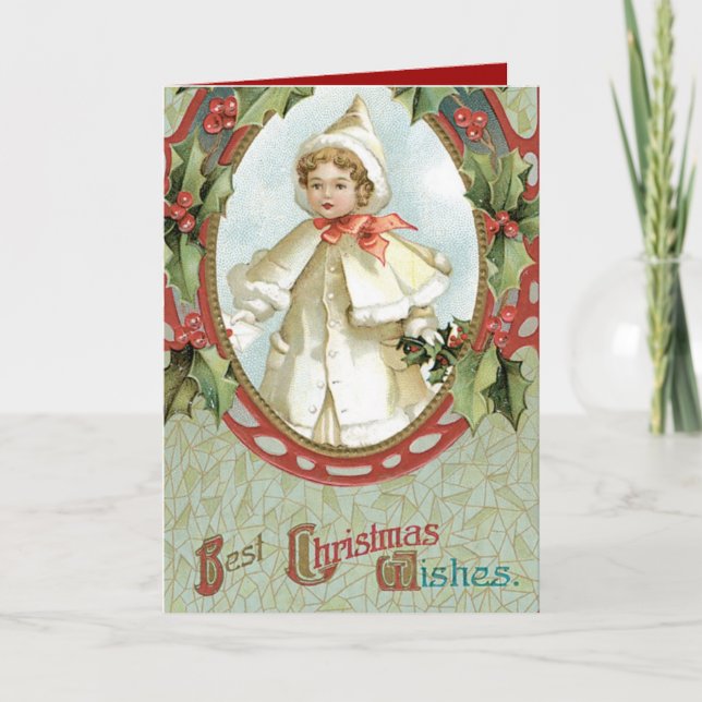 Holly Christmas Card Vintage (Front)
