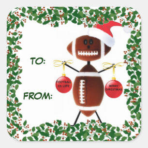 Holly Christmas Football Gift Tag