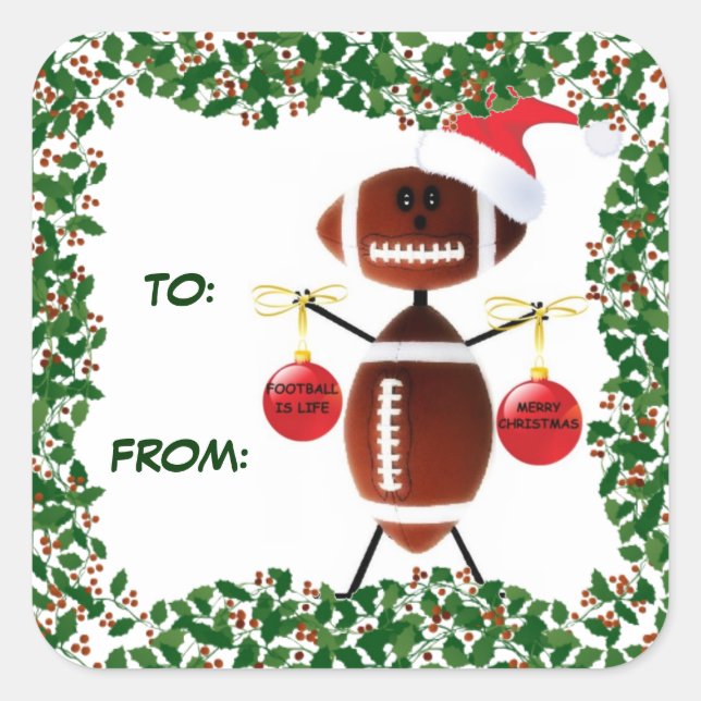 Holly Christmas Football Gift Tag (Front)