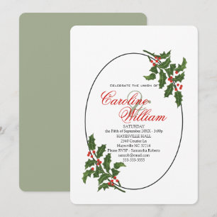Holly Christmas Holiday Branch Berry  Invitation