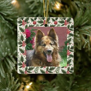 Holly Christmas Pet Photo Ornament