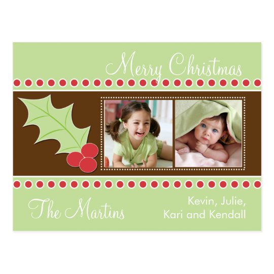 Holly Christmas Photo Card