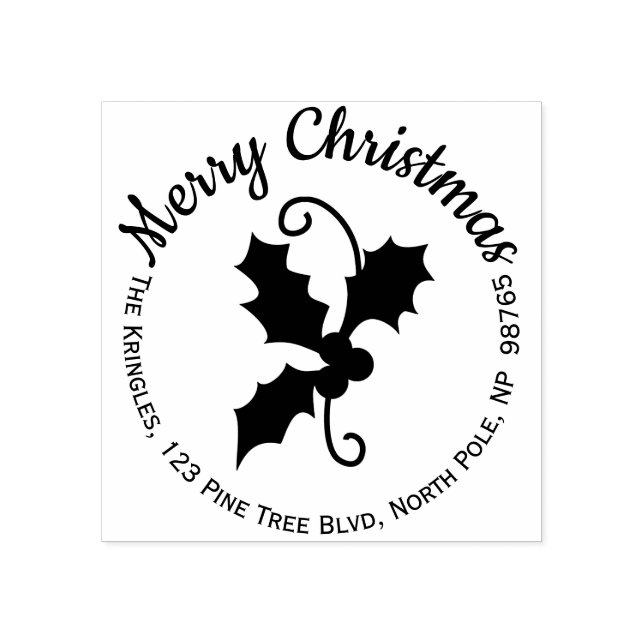 Holly Christmas Return Address Stamp Add Your Name (Imprint)