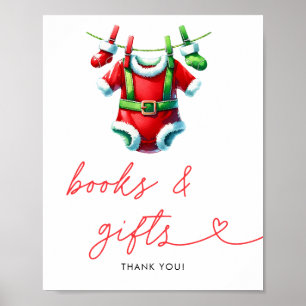  Holly Christmas Santa Baby Shower Books & Gifts Poster