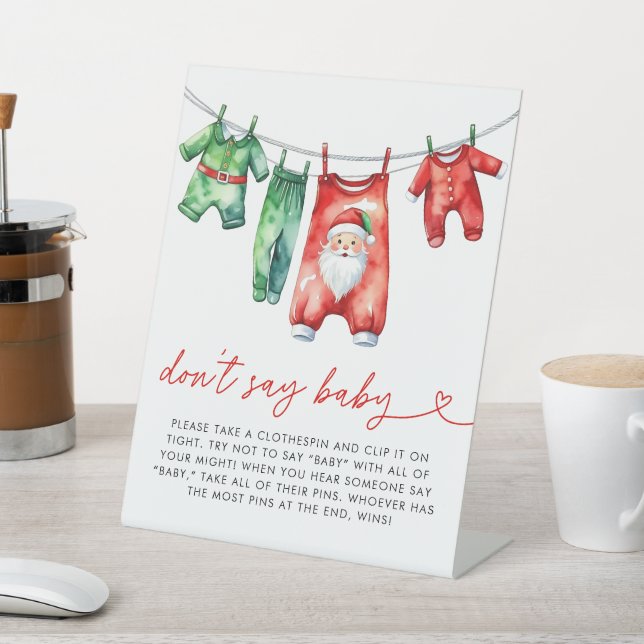 Holly Christmas Santa Baby Shower Dont Say Baby Pedestal Sign (In SItu)