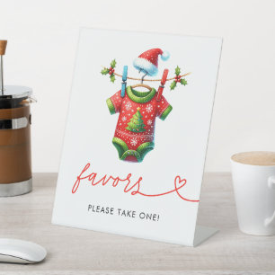 Holly Christmas Santa Baby Shower Favour Sign