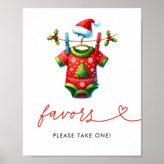  Holly Christmas  Santa Baby Shower Favour Sign (Front)