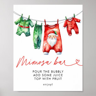 Holly Christmas Santa Baby Shower Mimosa Bar Poster