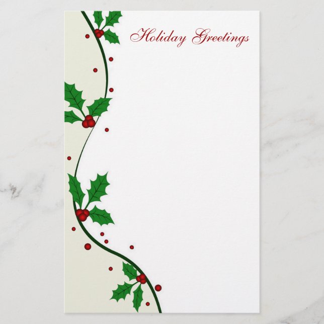 Holly Christmas Stationery (Front)