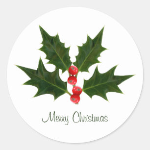Holly Christmas Sticker Merry Christmas