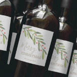 Holly Christmas Wine Label<br><div class="desc">Make your own wine labels for holiday gifts or favors with these personalized labels featuring modern,  elegant holly and berries with your message in chic lettering in any color and on any color background.  MATCHING items in our store.</div>
