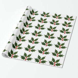 Holly Christmas Wrapping Gift Paper