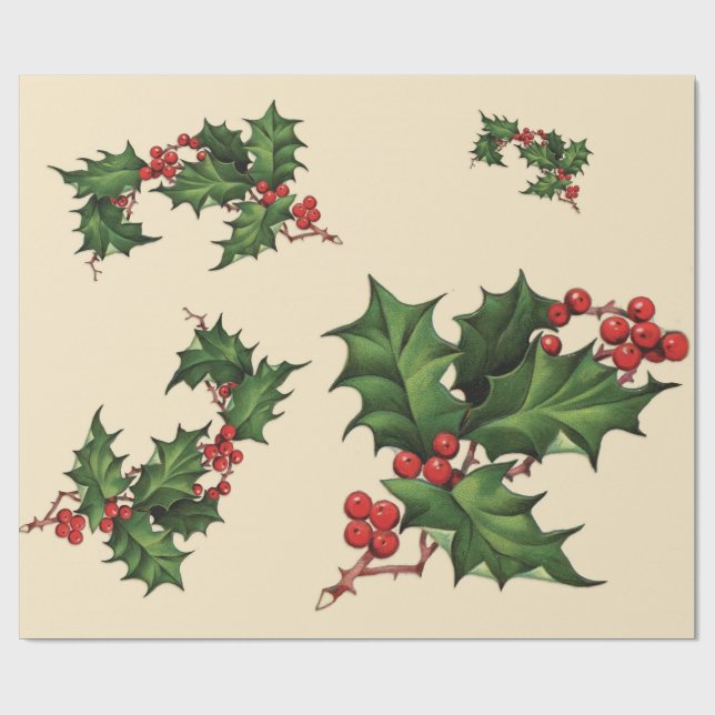 Holly Christmas Wrapping Paper (Flat)