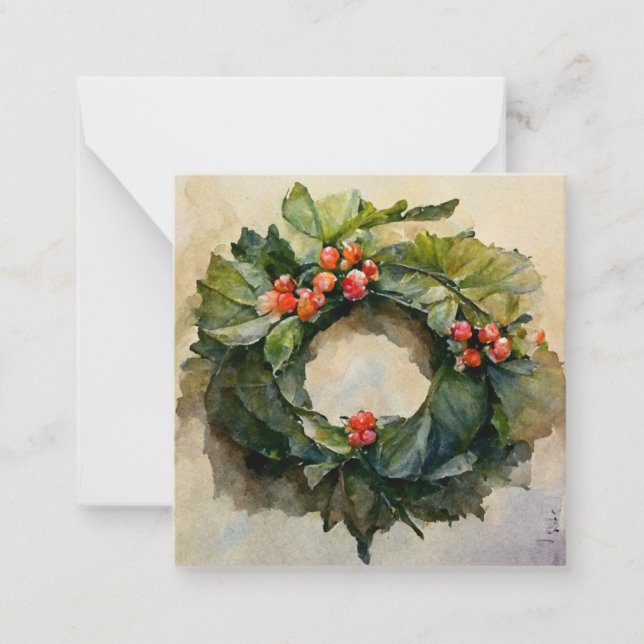 Holly Christmas wreath Card (Front)