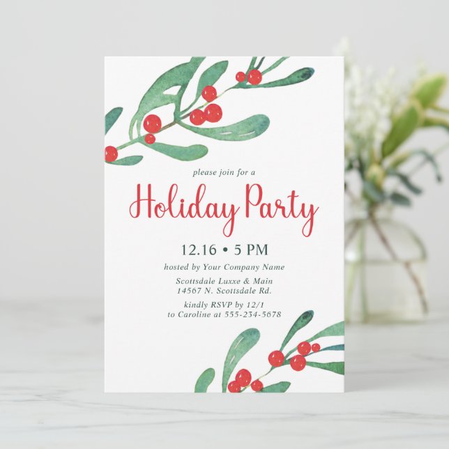 Holly Company Holiday Party Invitation (Standing Front)
