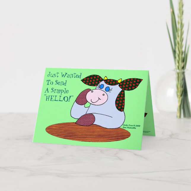Holly Cow, "A Simple Hello" Card (Front)