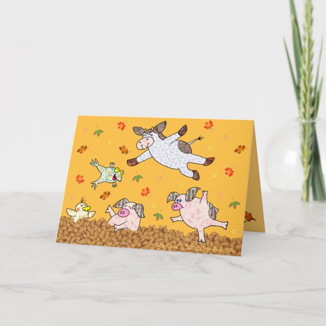 Holly Cow, Leaf Jumping Time! Card (Front)
