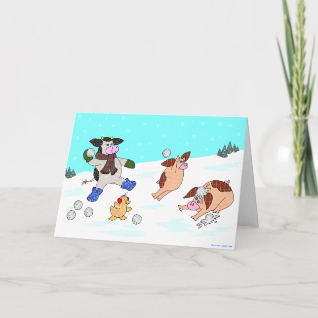 Holly Cow, Let It Snow! Holiday Card (Front)