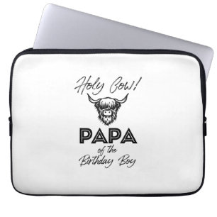 Holly Cow Papa Of The Birthday Boy Highland Cow 1s Laptop Sleeve