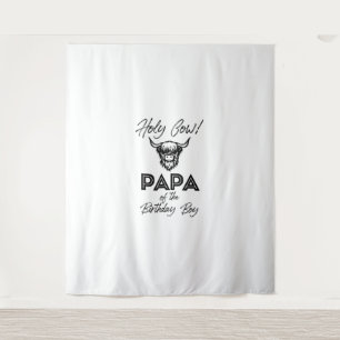 Holly Cow Papa Of The Birthday Boy Highland Cow 1s Tapestry