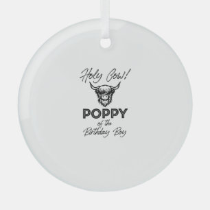 Holly Cow Poppy Of The Birthday Boy Highland Cow 1 Glass Tree Decoration