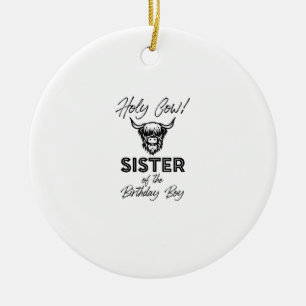 Holly Cow Sister Of The Birthday Boy Highland Cow Ceramic Tree Decoration