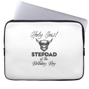 Holly Cow Stepdad Of The Birthday Boy Highland Cow Laptop Sleeve