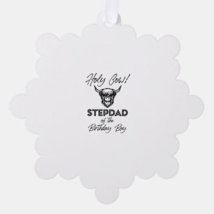 Holly Cow Stepdad Of The Birthday Boy Highland Cow Tree Decoration Card