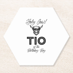 Holly Cow Tio Of The Birthday Boy Highland Cow 1st Paper Coaster